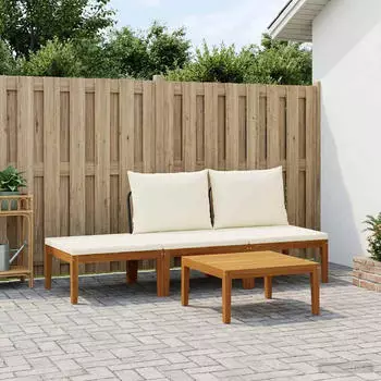 vidaXL Gartenlounge-Set 4-tlg. massives Akazienholz & Naturseil (3407730)