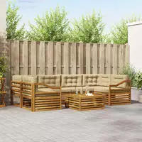 vidaXL Outdoor-Sofagarnitur 7 stk. 6-Sitzer Natur und Beige
