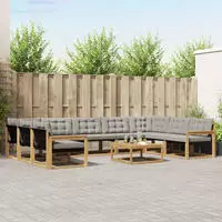 vidaXL Outdoor-Sofagarnitur 10 stk. 9-Sitzer Wei&szlig; und Hellgrau