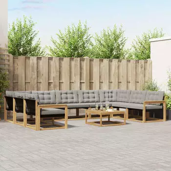 vidaXL Outdoor-Sofagarnitur 10-tlg., wei&szlig; und hellgrau (3389085)