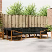 vidaXL Outdoor-Sofagarnitur 6 stk. 6-Sitzer Natur und Schwarz