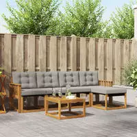 vidaXL Outdoor-Sofagarnitur 6 stk. 5-Sitzer Natur und Hellgrau