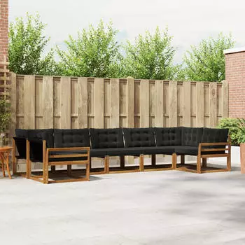 vidaXL Outdoor-Sofagarnitur 7-tlg., natur und schwarz (3369819)