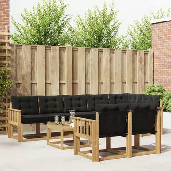 vidaXL Outdoor-Sofagarnitur 9-tlg. wei&szlig; und schwarz (3389618)