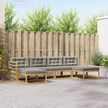 vidaXL Outdoor-Sofagarnitur 6-tlg., wei&szlig; und hellgrau (3386815)