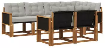 vidaXL Outdoor-Sofagarnitur 7-tlg. natur und hellgrau