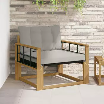 vidaXL Outdoor-Sofagarnitur Akazienholz und Textilene, wei&szlig; (3439069)