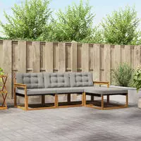 vidaXL Outdoor-Sofagarnitur 4 stk. 4-Sitzer Natur und Hellgrau