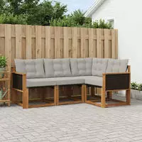 vidaXL Outdoor-Sofagarnitur 4 stk. 4-Sitzer Natur und Hellgrau