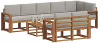 vidaXL Outdoor-Sofagarnitur 9 stk. 8-Sitzer Natur und Hellgrau
