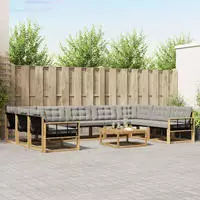 vidaXL Outdoor-Sofagarnitur 10 stk. 9-Sitzer Wei&szlig; und Hellgrau