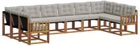 vidaXL Outdoor-Sofagarnitur 10 stk. 10-Sitzer Natur und Hellgrau