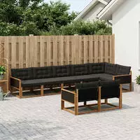vidaXL Outdoor-Sofagarnitur 8 stk. 8-Sitzer Natur und Schwarz