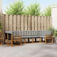 vidaXL Outdoor-Sofagarnitur 7 stk. 7-Sitzer Natur und Hellgrau