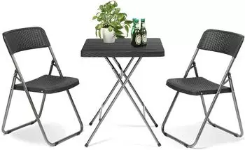 Sekey Balkonset 3-teilig klappbar, Rattan-Optik (OF5)