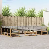 vidaXL Outdoor-Sofagarnitur 10 stk. 9-Sitzer Wei&szlig; und Hellgrau