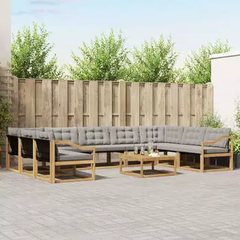 vidaXL Outdoor-Sofagarnitur 10-tlg. wei&szlig; und hellgrau (3389101)