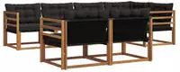vidaXL Outdoor-Sofagarnitur 7 stk. 7-Sitzer Natur und Schwarz