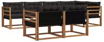 vidaXL Outdoor-Sofagarnitur 7-tlg., natur und schwarz (3369543)