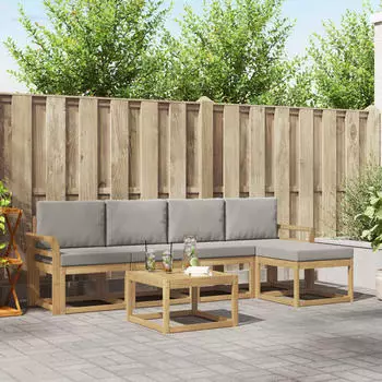 vidaXL Outdoor-Sofagarnitur 6-tlg. Polyester, wei&szlig;/hellgrau (3387525)