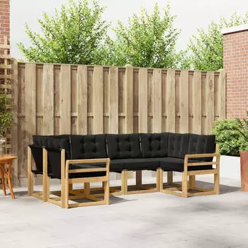 vidaXL Outdoor-Sofagarnitur mit Kissen, 6-tlg., wei&szlig; und schwarz (3389814)
