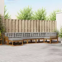 vidaXL Outdoor-Sofagarnitur 7 stk. 7-Sitzer Natur und Hellgrau