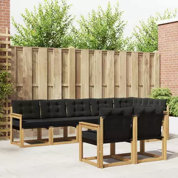 vidaXL Outdoor-Sofagarnitur 8-tlg. mit Kissen, wei&szlig; und schwarz (3389590)