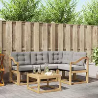 vidaXL Outdoor-Sofagarnitur 5 stk. 4-Sitzer Wei&szlig; und Hellgrau