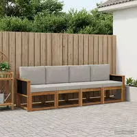 vidaXL Outdoor-Sofagarnitur 4 stk. 4-Sitzer Natur und Hellgrau