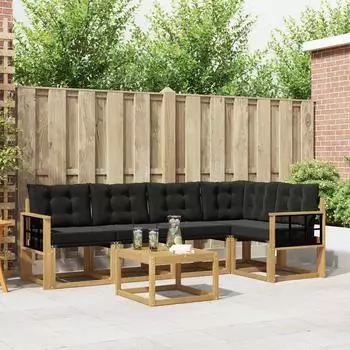 vidaXL Outdoor-Sofagarnitur 6-tlg. wei&szlig; und schwarz (3389506)