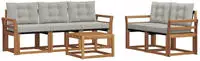 vidaXL Outdoor-Sofagarnitur 6 stk. 5-Sitzer Natur und Hellgrau