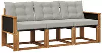 vidaXL Outdoor-Sofagarnitur 3 stk. 3-Sitzer Natur und Hellgrau