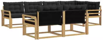 vidaXL Outdoor-Sofagarnitur 7-tlg. wei&szlig; und schwarz (3388782)