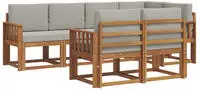 vidaXL Outdoor-Sofagarnitur 7 stk. 7-Sitzer Natur und Hellgrau