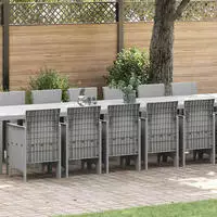 vidaXL Garten-Esszimmergarnitur mit Kissen 17 stk. Hellgrau PP
