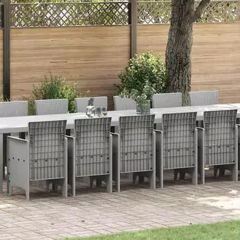 vidaXL Garten-Essgruppe 17-tlg. mit Kissen, hellgrau, PP (3378667)