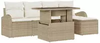 vidaXL Gartensofa-set 6 stk. Beige Poly Rattan