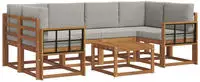 vidaXL Outdoor-Sofagarnitur 7 stk. 6-Sitzer Natur und Hellgrau