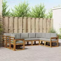 vidaXL Outdoor-Sofagarnitur 9 stk. 9-Sitzer Natur und Hellgrau