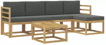 vidaXL Garten-Sofagarnitur 6-tlg. 5-Sitzer wei&szlig; und anthrazit (3387511)