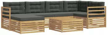 vidaXL Outdoor-Sofagarnitur 7-tlg. 6-Sitzer, wei&szlig;/anthrazit (3390787)