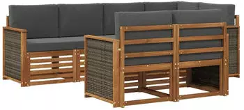 vidaXL Gartenlounge-Set 7-tlg., natur und anthrazit (3384468)