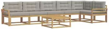 vidaXL Gartenlounge-Set 7-tlg. Polyester, wei&szlig;/hellgrau (3386550)