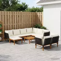vidaXL 10 stk. Massives Akazienholz & Seil Natur