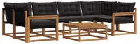 vidaXL Outdoor-Sofagarnitur 7 stk. 6-Sitzer Natur und Schwarz