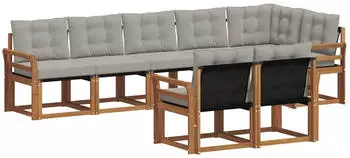vidaXL Outdoor-Sofagarnitur 8-tlg., natur/hellgrau (3368786)