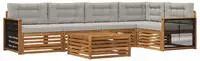 vidaXL Outdoor-Sofagarnitur 6 stk. 5-Sitzer Natur und Hellgrau
