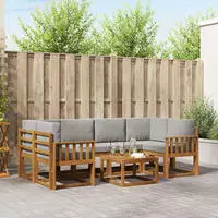 vidaXL Outdoor-Sofagarnitur 7 stk. 6-Sitzer Natur und Hellgrau