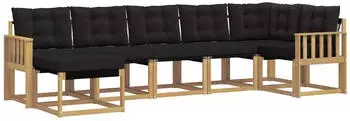 vidaXL Garten-Sofagarnitur 7-tlg. wei&szlig; und schwarz (3389690)