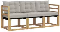 vidaXL Outdoor-Sofagarnitur 3 stk. 3-Sitzer Wei&szlig; und Hellgrau